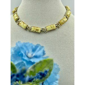 Coro Confetti Gold Fleck Lucite Choker and Earrings